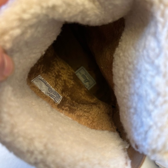 G.H. Bass Aria fold down ankle tan boots suede/leather & sherpa trim Sz-10M. L - Picture 13 of 14